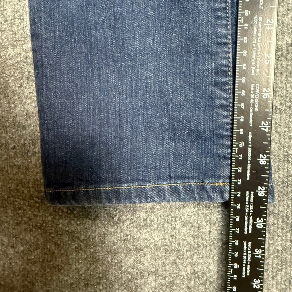 L.L. Bean Jeans Womens 14 Blue Classic Fit Denim Green Flannel Lined High Rise - Picture 14 of 16